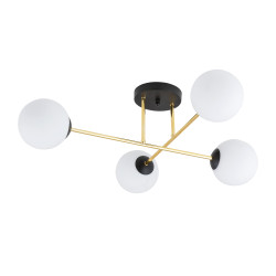 Lustra Magnum 4 negru/auriu/alb opal 1233/4 Emibig- design modern cu accente elegante pentru living